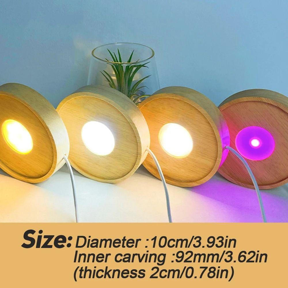 Round Art Display Holder USB LED Light Dispaly Base Ornament Stand Night Lamp Base shops