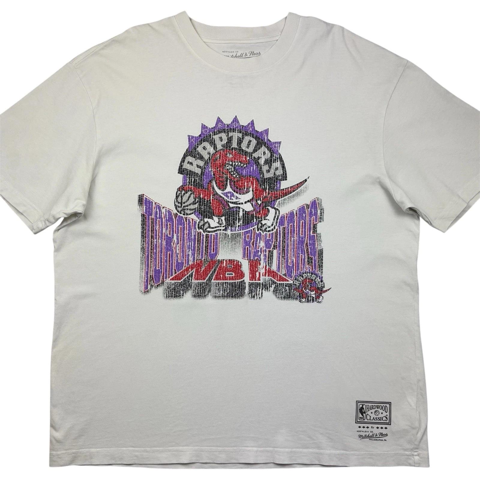 

NBA Toronto Raptors Mitchell & Ness 100% Cotton T-shirt Mens Tees Top Mens Size XL White Hardwood Classics 4XL