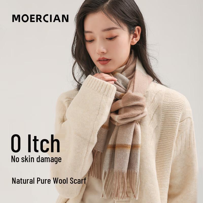 Muerxi Damen 100% Reine Wolle Karomuster Winterschal