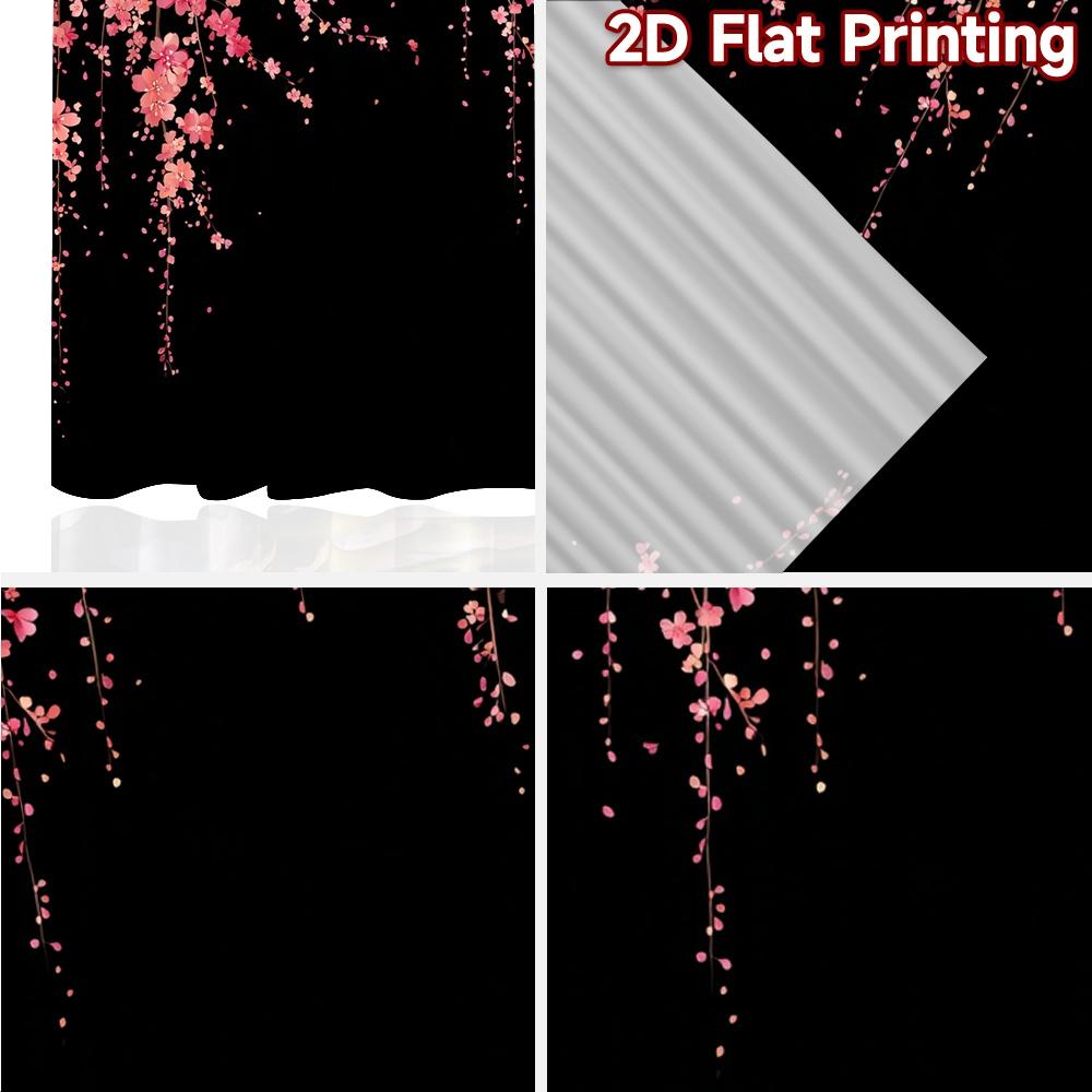 Set Of 2 Flat Printing Curtains Without Rod Cherry Blossoms Popular Drapes Festival Prints Curtain Sheer Made Polyester