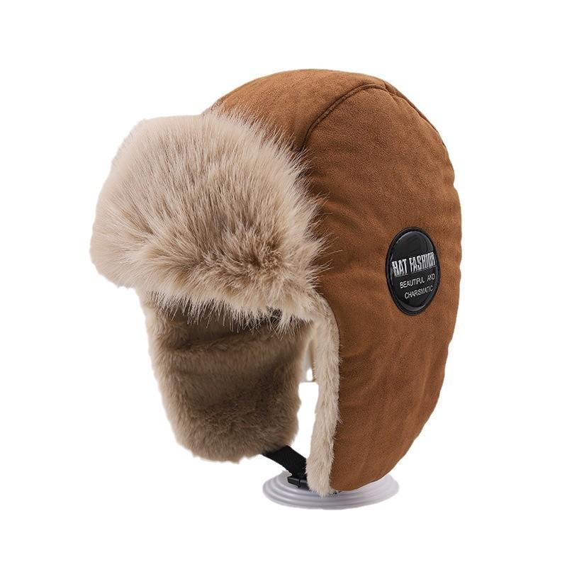 New Winter Plush Korean Knitted Hat for Women with Versatile Warm Ear Protection Thickened Fashionable Airplane Hat Men's Pull-out Hat