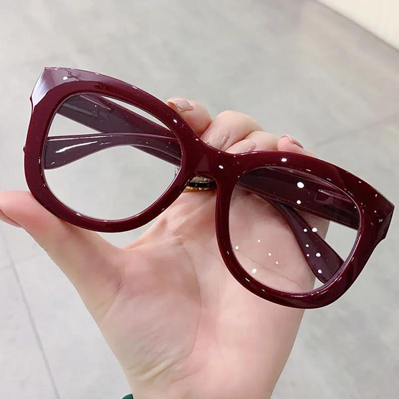 Ladies Cat Eye Blue Light Blocking Glasses Trendy Computer Eyewear Fashion Oversized Optical Spectacle Eyeglasses for Women Men