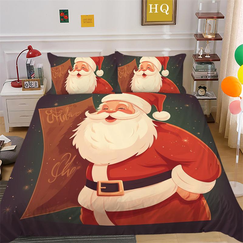 Christmas Gift 3D Printed Polyester Pillowcase Quilt Cover Two Or Three-Piece Set Is Available