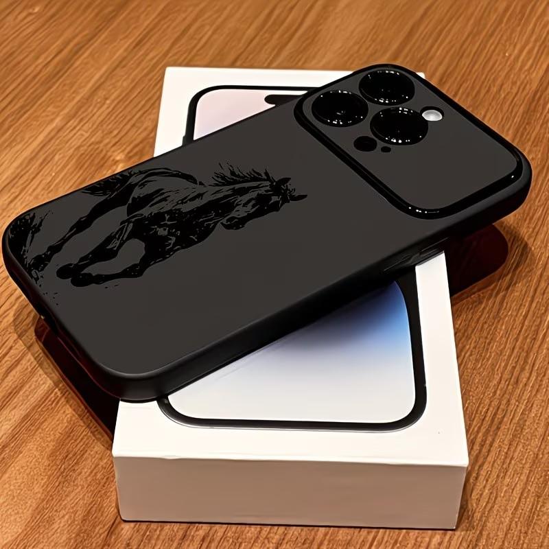 Black Horse Pattern Matte Phone Case For iPhone 17 Pro Max 11 12 13 14 15 16 17 Air 15 14 Plus X XS MAX XR Shockproof Soft Cover