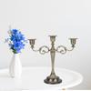 Metal Candle Holder 3 Arms High Gloss Retro Exquisite Candlestick Holder for Dining Tables Wedding Decoration