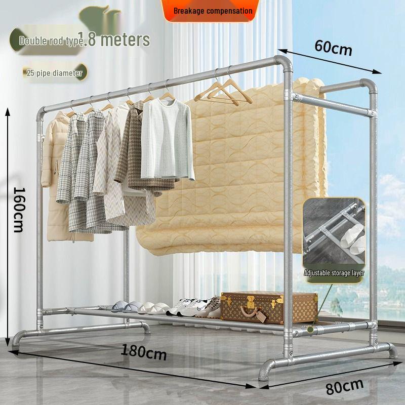 Windproof Outdoor Galvanized Steel Clothes Drying Rack with Thickened Pipes for Balcony