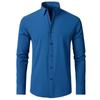 Korean Style Men's Slim Fit Solid Color Business Shirt