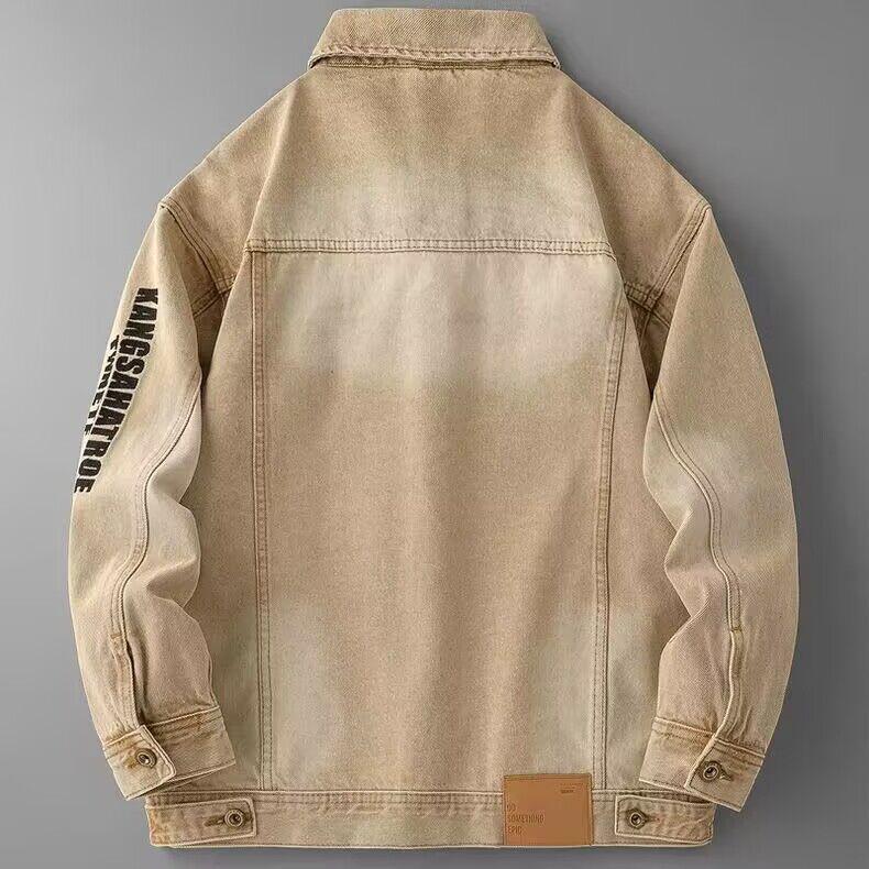 Men's Trendy Embroidered Denim Jacket - Casual Spring/Autumn Fashion Workwear