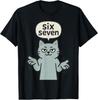 Six Seven 6-7 Cat Funny Gaming Brainrot Meme T-Shirt