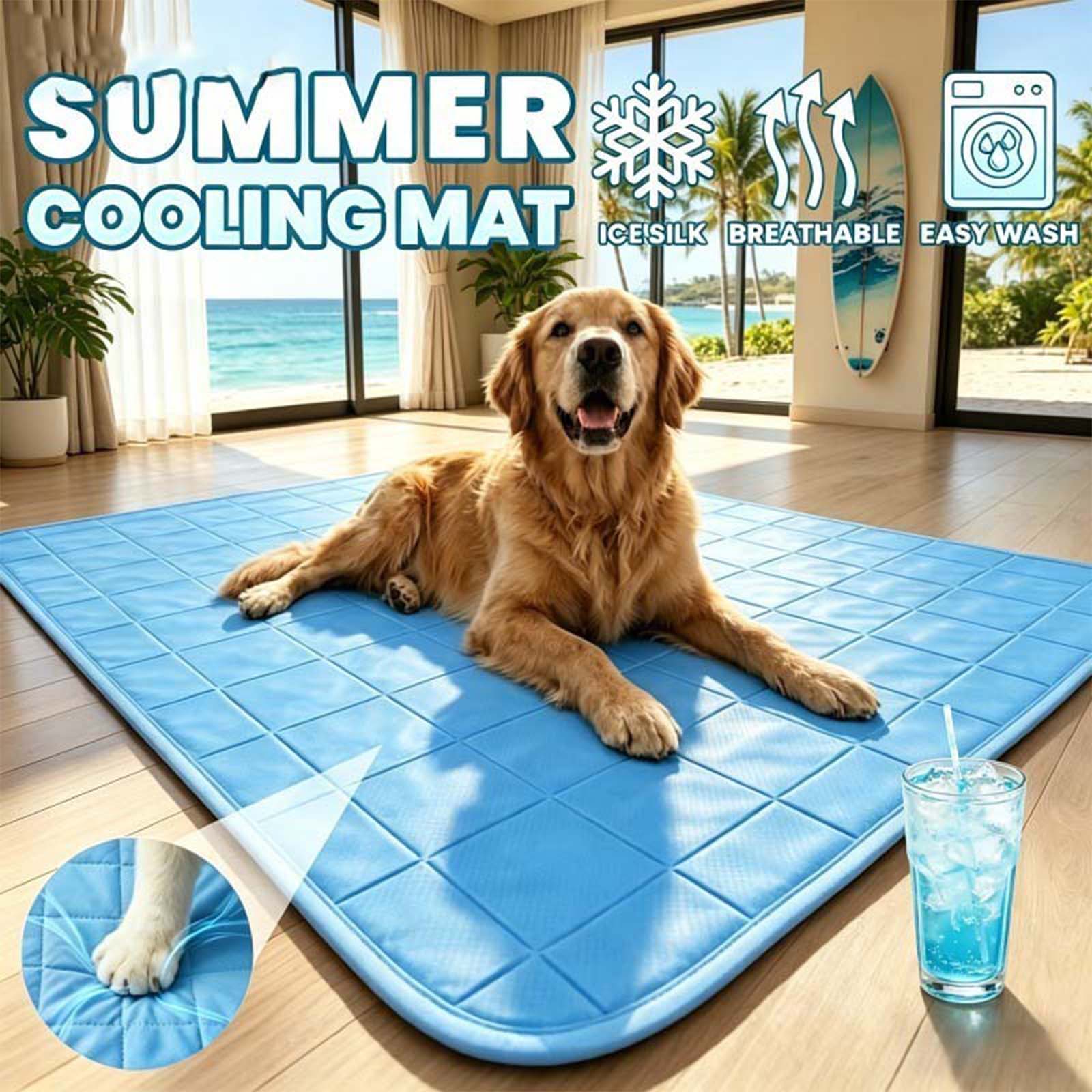 Pet Cooling Mat for Dogs and Cats Non-Toxic Gel Pad Reusable Cooling Sleeping Pad for Pets Indoor Outdoor Use Portable and Lightweight S