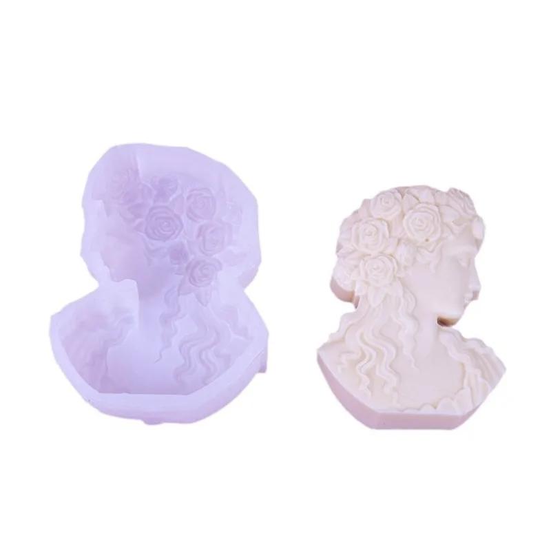 3D Goddess Portrait Candle Silicone Mold DIY European Figure Statue Plaster Decoration Resin Casting Mold Home Decoration Crafts