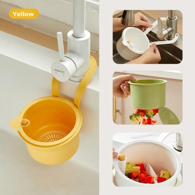 Creative Sink Hanging Strainer Basket Openable Bottom Cover Quickly Drain Kitchen Garbage Filter Multifunctional Detachable