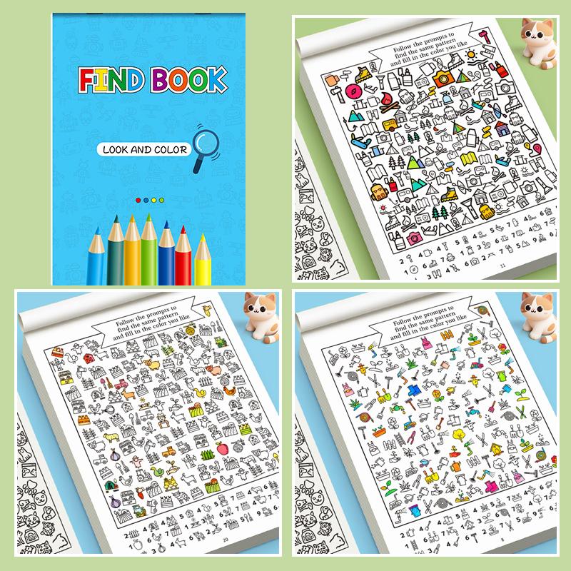 Non-Toxic Search Count & Colors Visual Puzzle Book Hidden Objects Attention Fine Motor