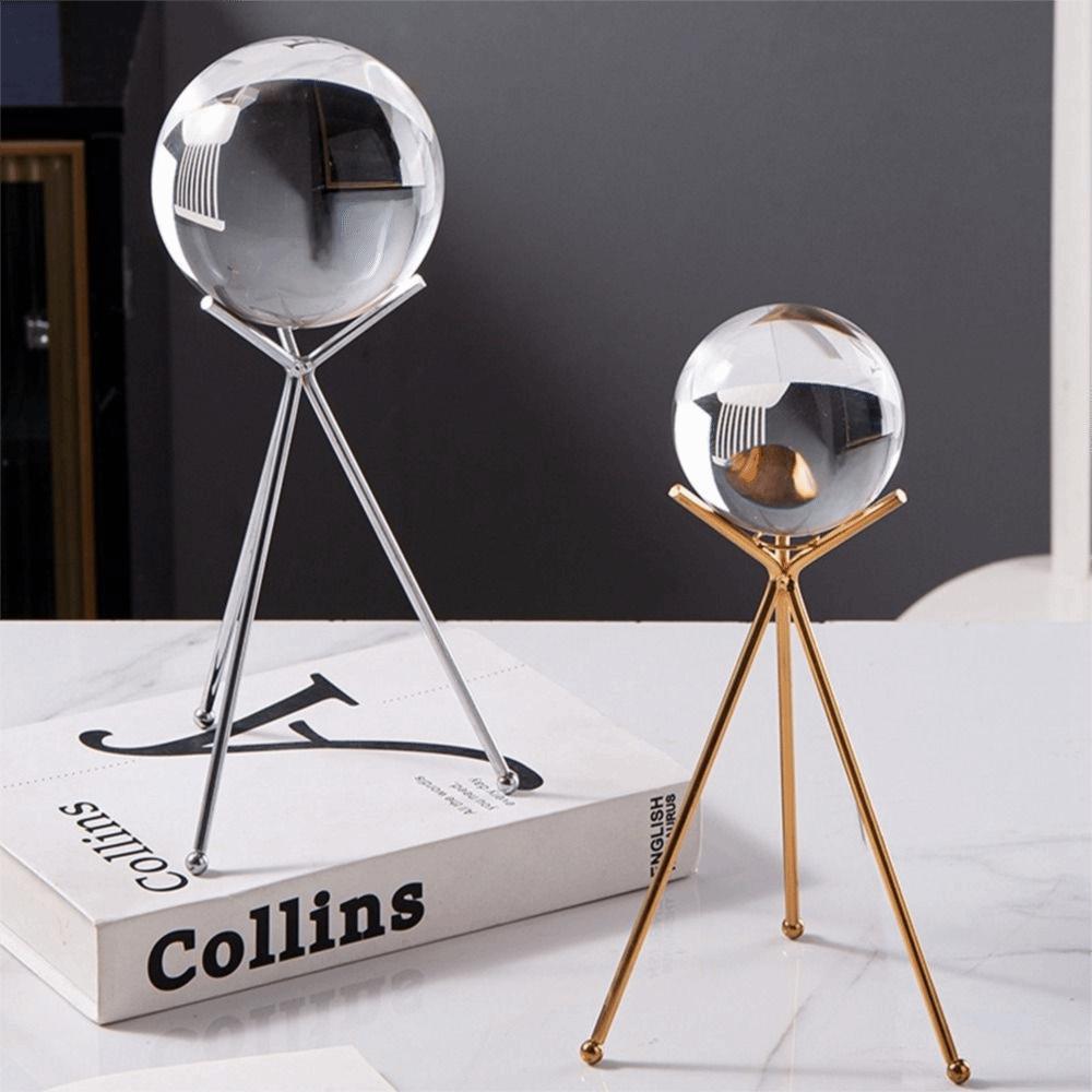 Simple Triangle Crystal Ball Base Gold/Silver Sphere Display Stand  Desktop Ornaments