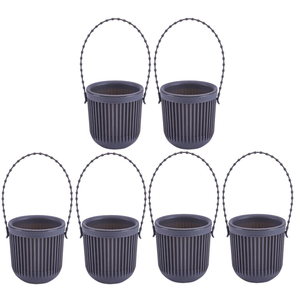 6pcs Flower Pots Hanging Planter for Succulent Plant Wall Mounted Mini Planter with Removable Handle Office Decorations