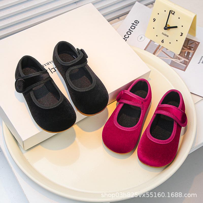 Autumn new girls' leather shoe soft soled child shoes fashion girls single shoe velvet girl shoe anti slip girl princess shoes