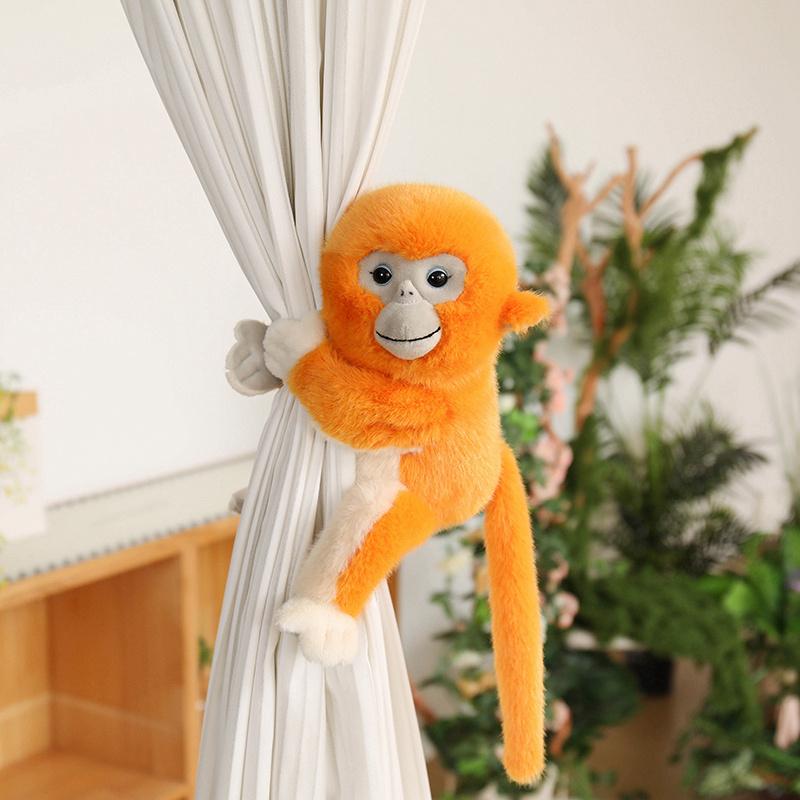 Golden Monkey Simulated Plush Toy Stuffed Long Arms Zoo Animal Fluffy Doll Brown Orange Appeasing Companion Gift