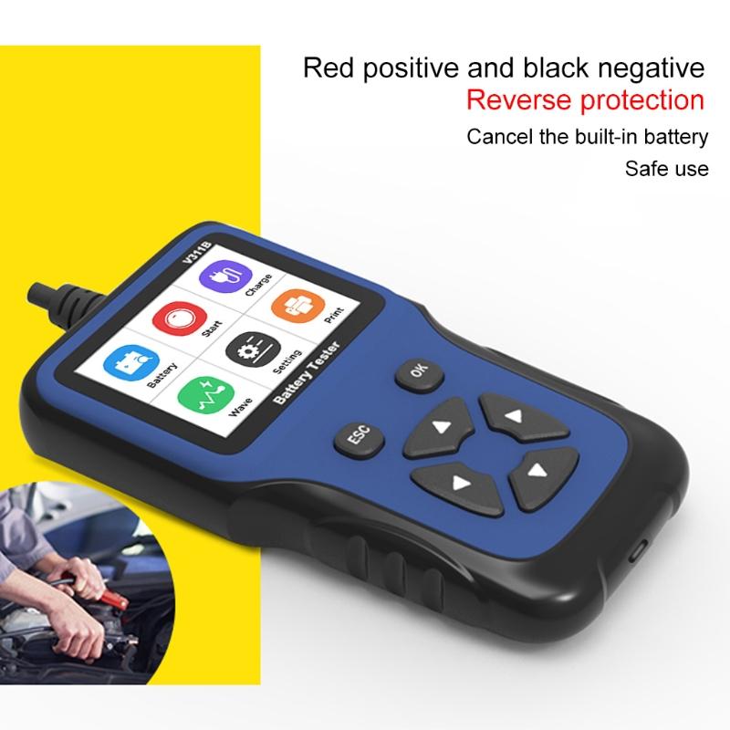 Portable 12V Automotive Car Battery Tester Professional 100-2000 CCA Car Battery Load Analyzer & Alternator On Cranking