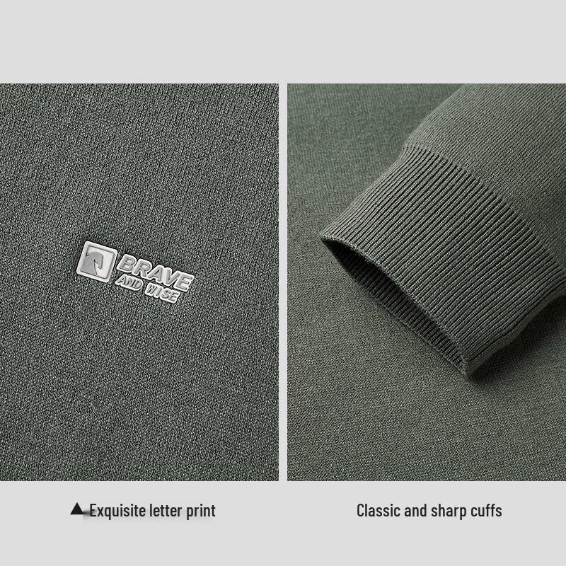 HLA Men's Fleece-Lined Core-Spun Round Neck Slim Sweater