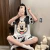 Pajamas Women's Summer, New Spring and Summer Short-sleeved Cute Loose Cropped Pants Loungewear Two-piece Set Summer