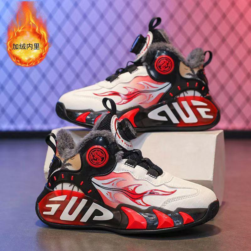 Rotating button boy's shoes children's summer mesh breathable primary school students sports shoes medium and large children's casual basketball shoes