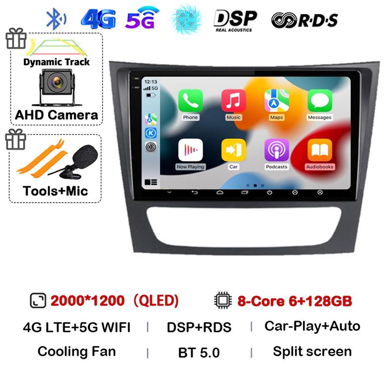 Android 14 Auto Carplay Car Radio For Mercedes Benz E-class W211 E200 E220 E300 E350 E240 CLS 2002-2010 Multimedia Player Stereo