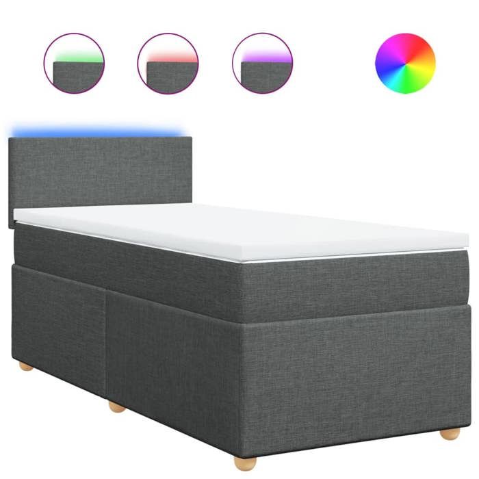 Maison Exclusive - Sommier à lattes de lit avec matelas Gris foncé 80x200 cm Tissu