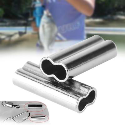 Portable Oval Connector Line Crimping Sleeves Fishing Wire Tube Stainless Steel Double Copper Tube