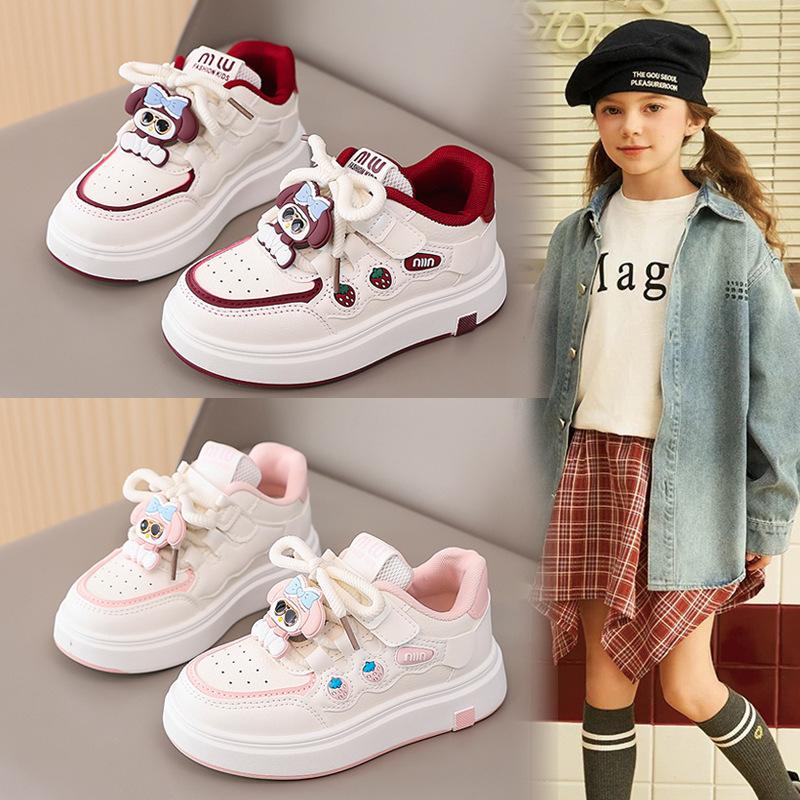 

Melody girls sports shoes 2025 spring and autumn Internet celebrity fashion cartoon children board shoes Korean version of students white shoes 31 (about 19 cm inner length)