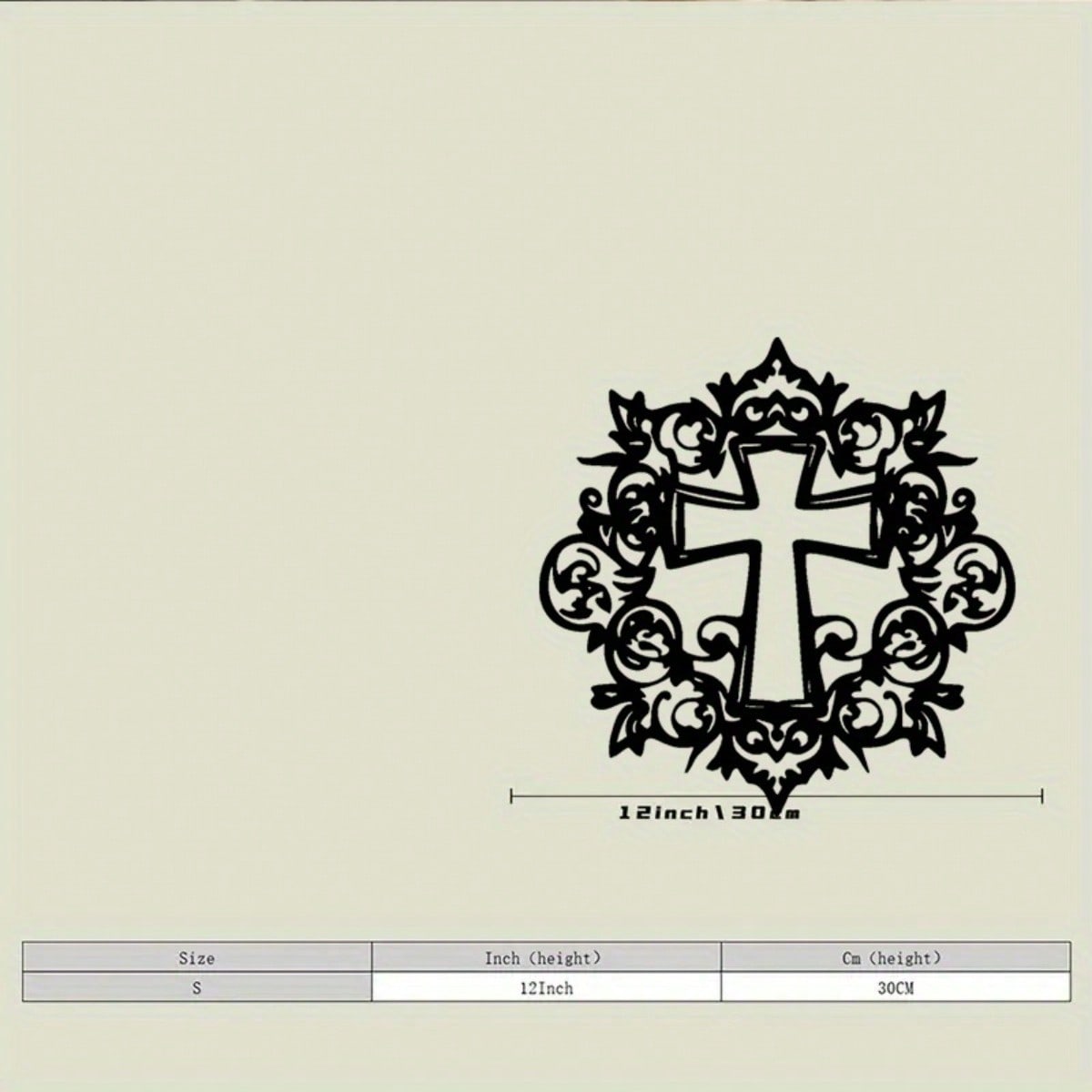 1PC Black White Cross Metal Wall Art Floral Design Home Decor