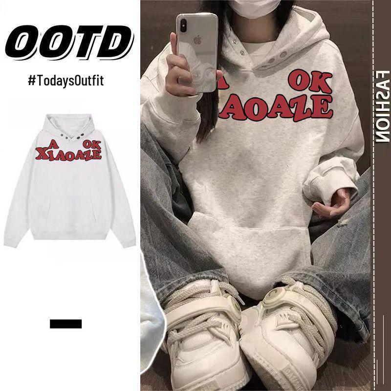 Unisex Heavyweight Fleece-Lined Hoodie - Hip Hop Style, Button-Up Sweatshirt for Autumn/Winter Double Extra Large