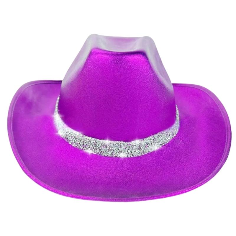 Eye-catching Crystal Cowboy Hats Bride Hat Panama Hat for Bachelorette Party Cowboy Hats for Club Stage Shows