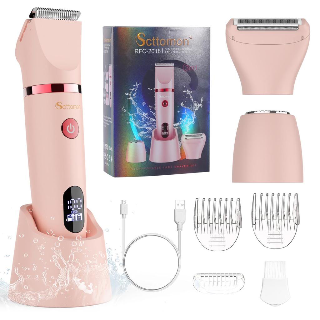 3-in-1 Electric Shaver Epilator with Digital Display Unisex Trimmer for Intimate Area Underarm Leg Hair Safe Precise Versatile
