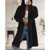 Dames Strandet Mønstret Hette Midilengde Trenchcoat Jakke Cardigan