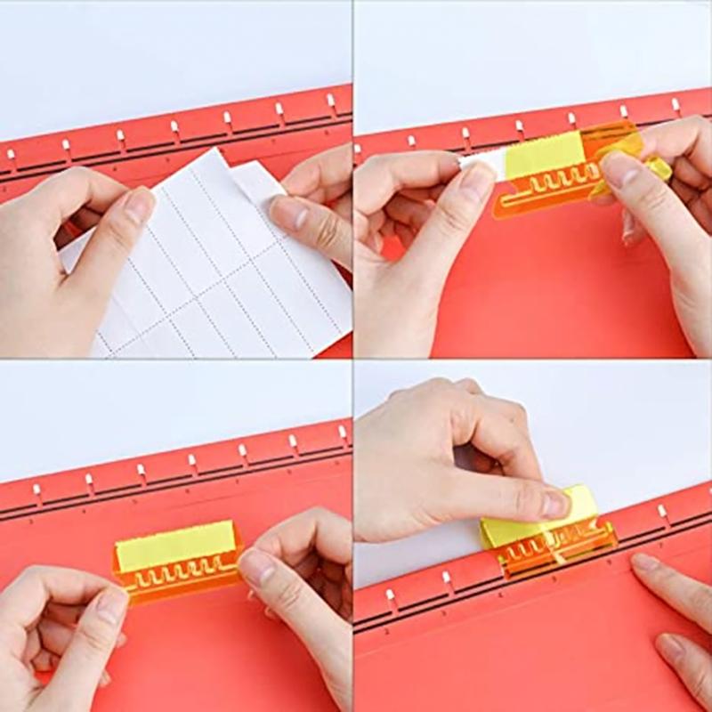 10 Pieces File Folder Tabs Clear Colored Hanging Folder Tabs with Inserts for Hanging Folders 2 Inch Plastic Folder Tabs