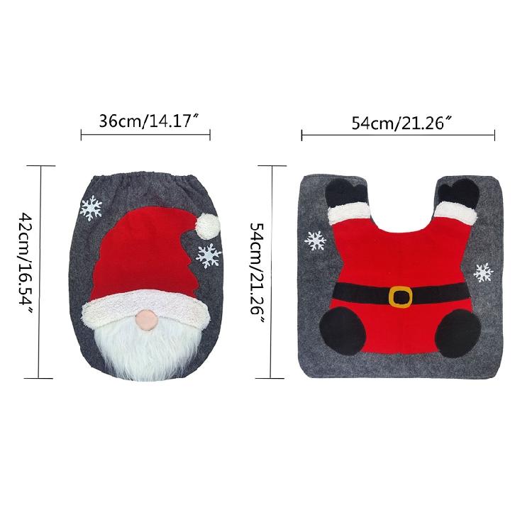 Christmas Gnome Toilet for Seat Cover Rug Set Home Bathroom Toilet Decor