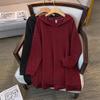Damen Übergröße Retro Minimalist Strick Pullover Hoodie - Vielseitige Unifarbe für den Herbst