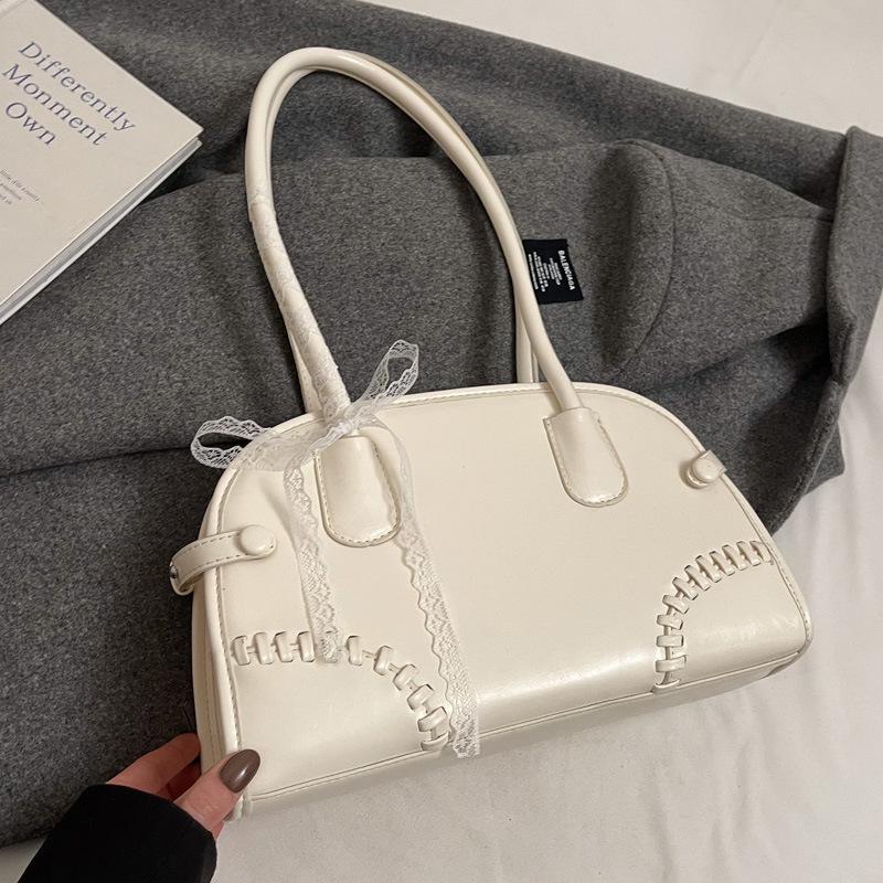 

Large-capacity bag women s spring and summer 2025 new simple and versatile shoulder bag texture casual work commuter pillow bag белый