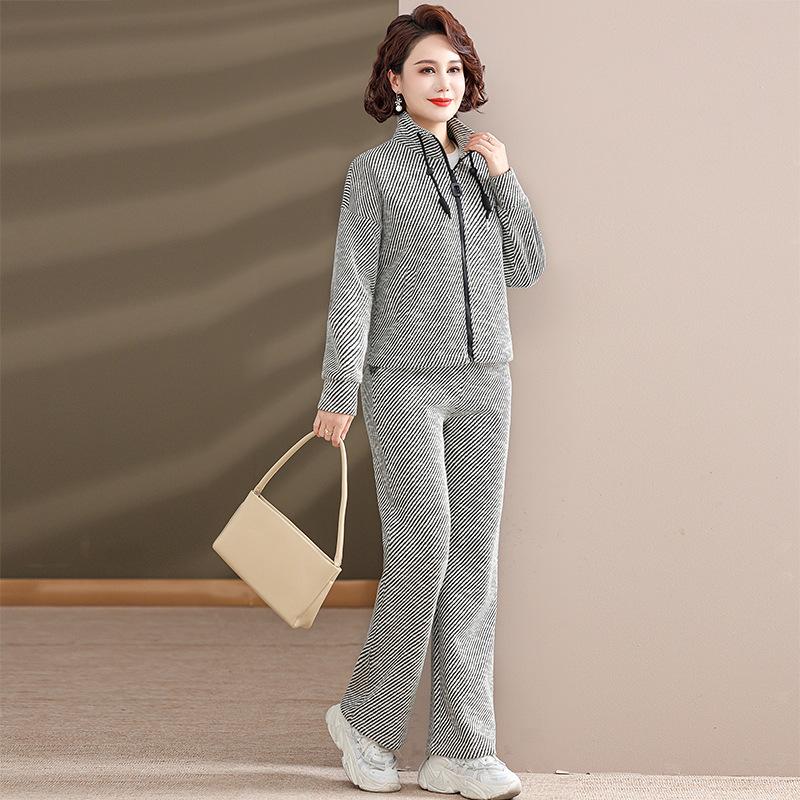 2026 Elegant Spring Two-Piece Suit for Middle-Aged Women 3XL чёрный