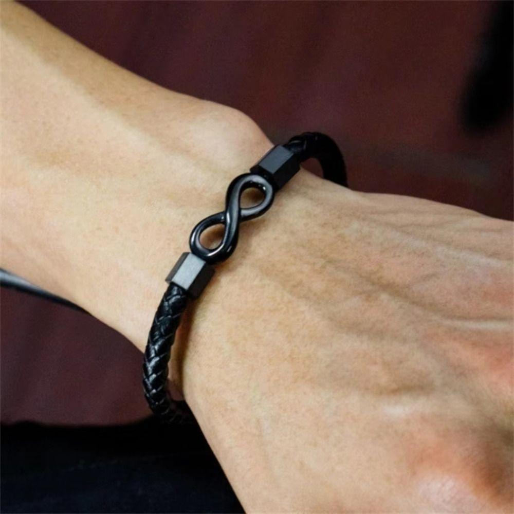 Stainless Steel NO.8 Bracelet Bangles Braided Bracelets Fashion Men Bracelet Male Female