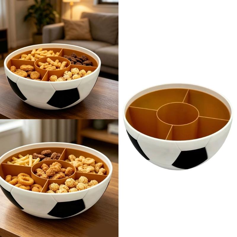 Soccer Shape Snacks Bowl Plastic Food Container Football Style Snacks Dish For Nut Popcorns Candy At Parties