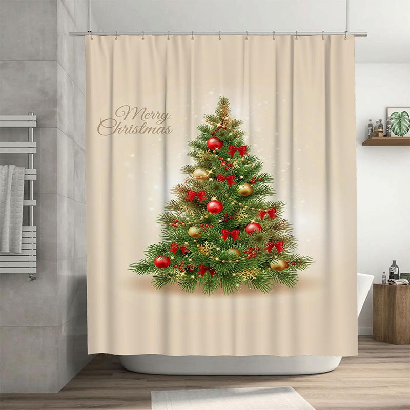 

Tuniu Festive Christmas Tree Shower Curtain Holiday Forest Decor Cozy Winter Vibes Cute Holiday Bathroom Set Charming Evergreen W60H190(CM)-1 Pcs