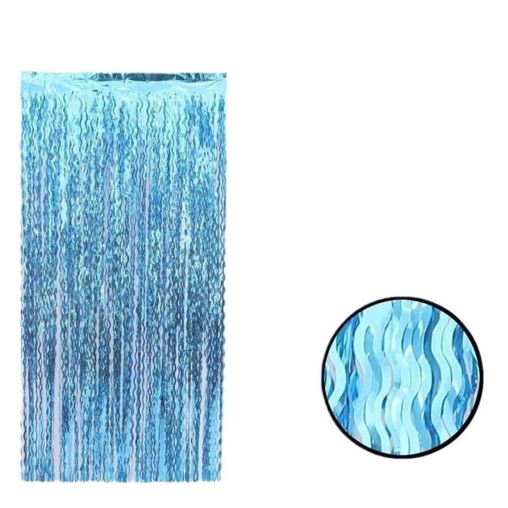 Fashion Tinsel Foil Fringe Curtains Wavy Teal Blue Tinsel Backdrop  Under The Sea Party