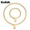 Edelstahl Puffy Herz Schmucksets Für Damen Mode Schnalle Knebel Herz Armband Halskette Sets Damenschmuck