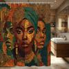 Ethnic Style African Portrait Printed Polyester Shower Curtain - Artistic Bathroom Decor, Stylish Bath Polyester For Home