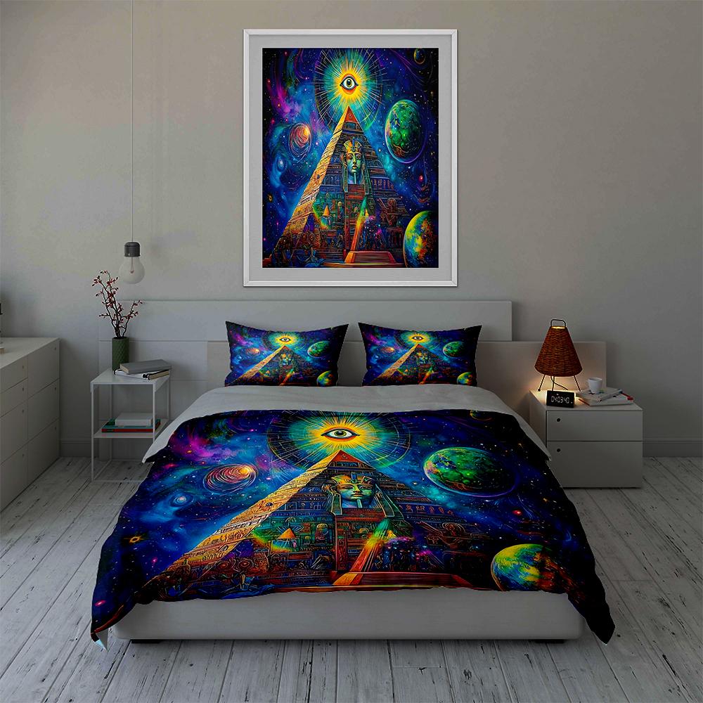 "Pyramid Cosmic Eye." Bedding Duvet Cover Sets Duvet Covers Pillowcases Gifts (1 * Duvet Cover 2 * Pillowcases, Without Duvet Insert)