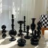 Nordischer Stil Schwarzer Glas-Kerzenständer-Ornament für luxuriöse Wohnzimmer-Tischdekoration