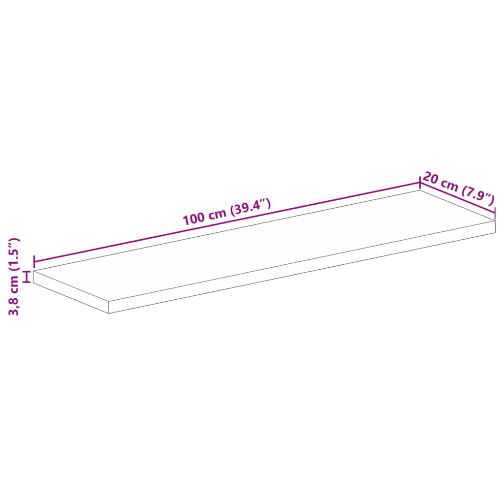 Table Top 100 x 20 x 3.8 cm Rectangular Solid Acacia Wood