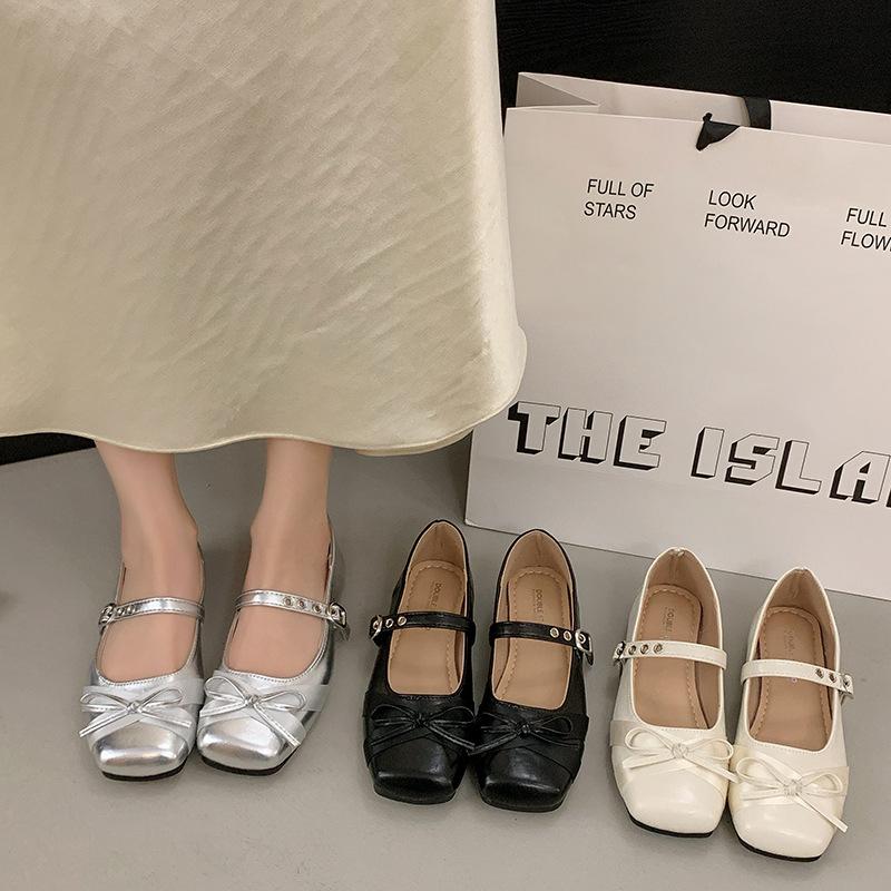 French Flat-bottomed Bow Mary Jane Single Shoes Women's 2025 Summer New Versatile Skirt Soft-soled Ballet Shoes