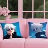 Gojo Satoru Cushion Cover Reversible Plush Pillow Cover – For car, sofa, bedroom, perfect as a gift.